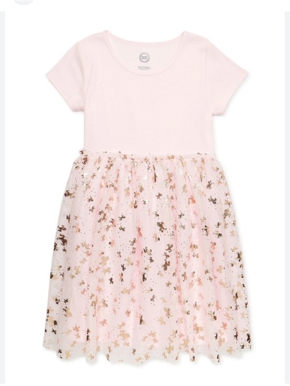 Wonder Nation Girls Short Sleeve Tutu Dress, Size Medium (7-8) Pink Dress